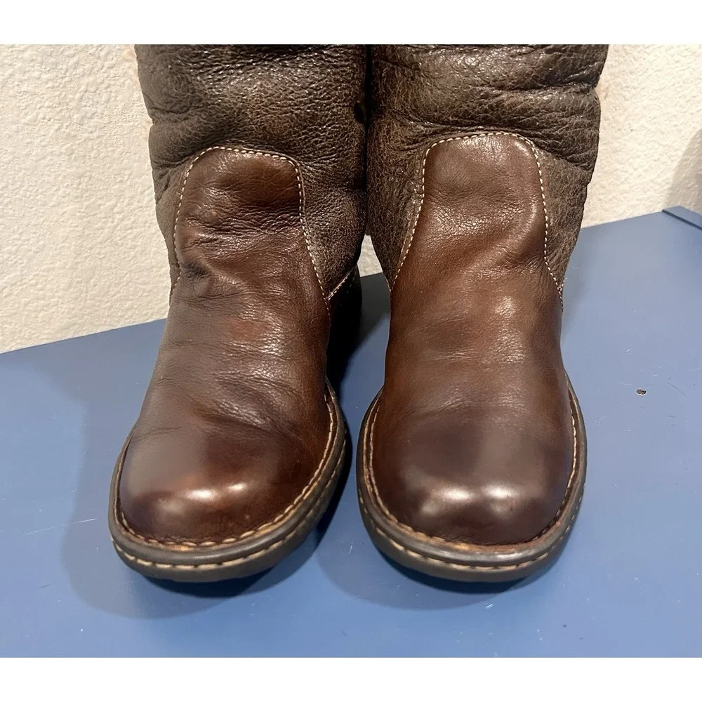Born Women's Size 8 Oakdale Knee High Tall Brown Leather Shearling Boots
